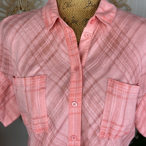 Lafayette 148 Pink Linen Button Down Shirt Sz S - Picture 2 of 5